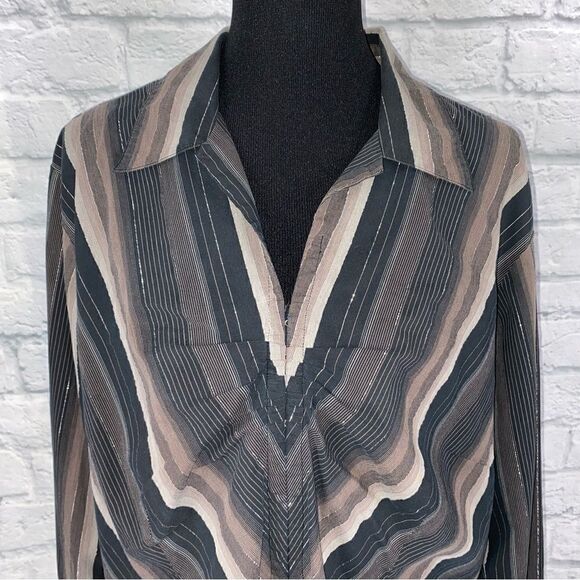 Quizz woman stretch hook front stripe Longsleeve blouse sz 20 women - Picture 4 of 13